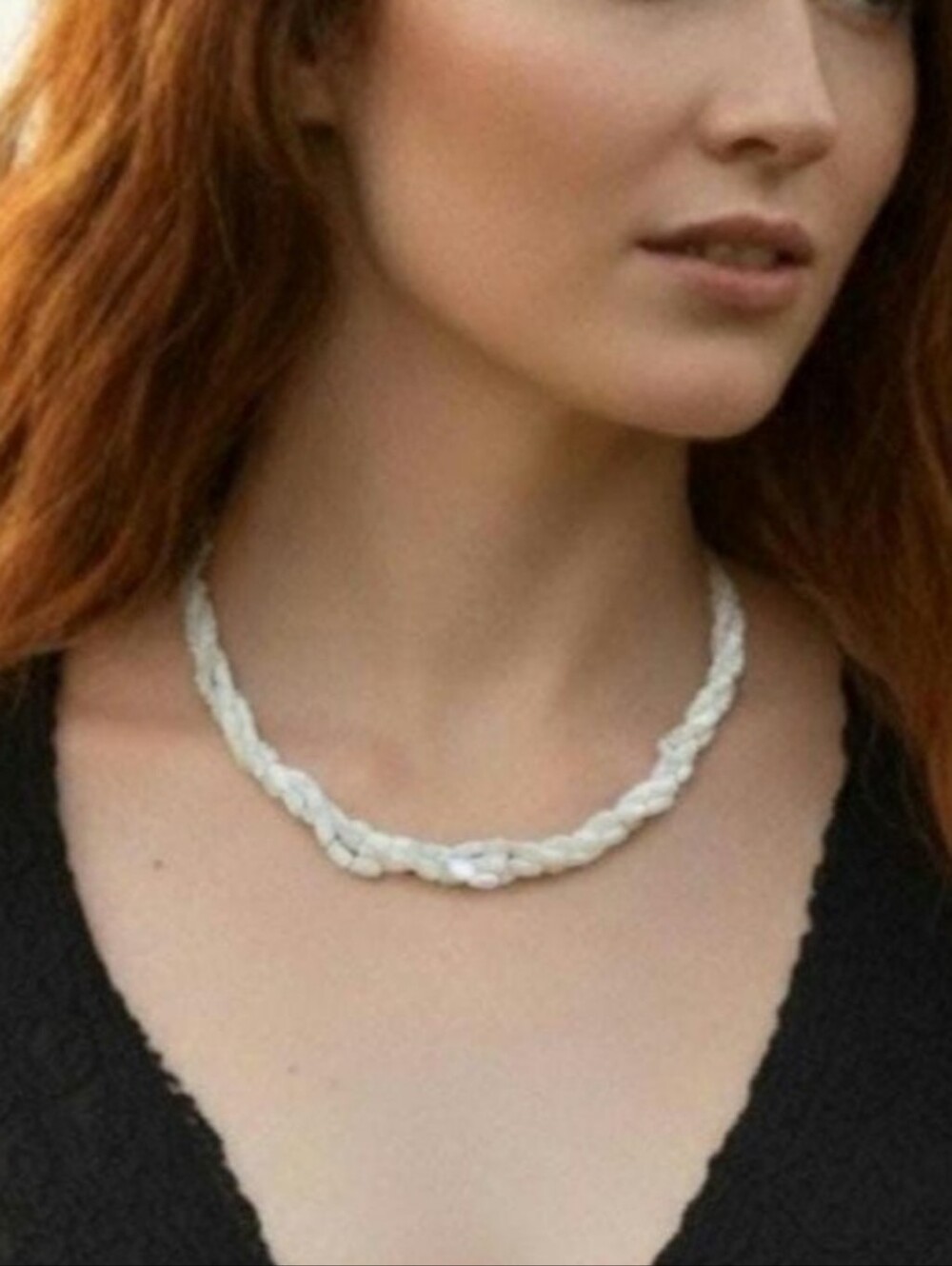 Vintage 3 Strand Mother Of Pearl Beaded Rope Necklace 18" Couture